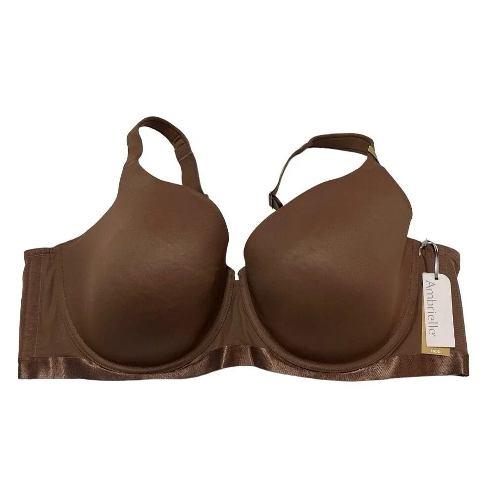 Ambrielle Balconette Bra 50DD Nutmeg Spice Brown Underwire Full Figure NWT